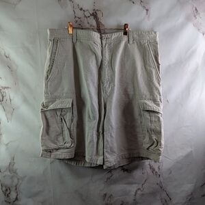 OP Shorts Men 43 Cargo Vintage Y2K Khaki Baggy Loose Canvas 10 Inch Ocean
